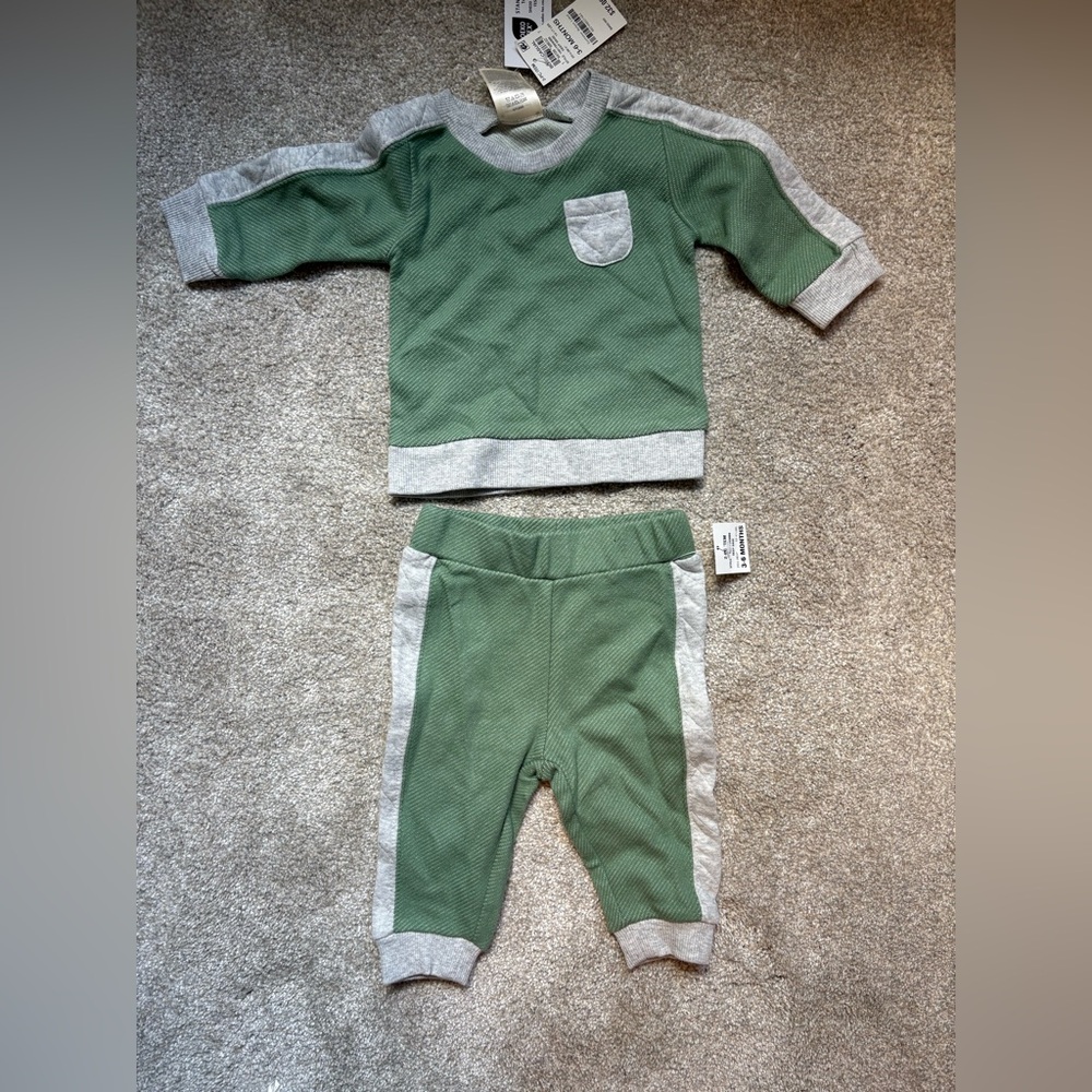 Green and Gray Baby Outfit